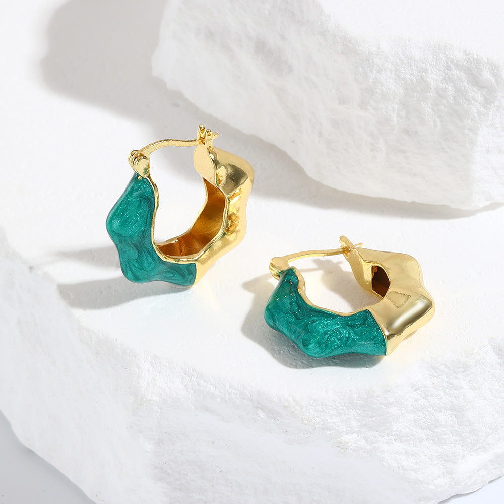 Wholesale Fashion Wavy Colorful Oil Drop Earrings